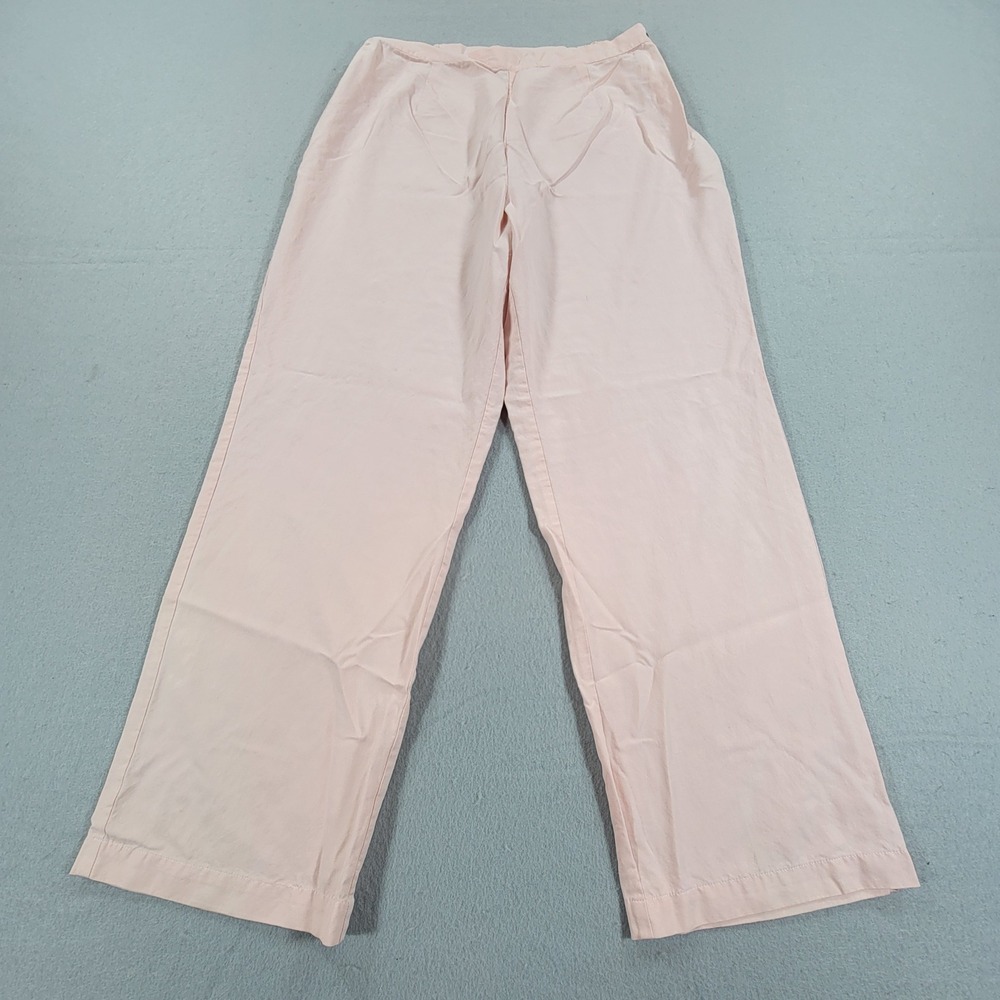 Tropical Al Silk Straight‎ Leg Pants Women's Petite Large Pink Resort Coastal - Picture 2 of 10
